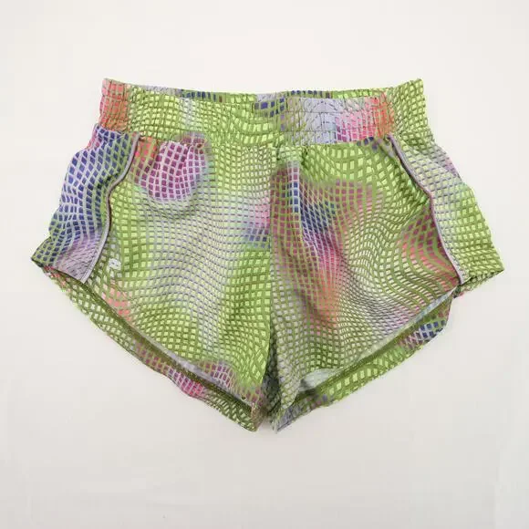 Fabletics Shorts Green Pink Multicolor Mid Rise Running Zipper Pocket XS NWT - Picture 1 of 14